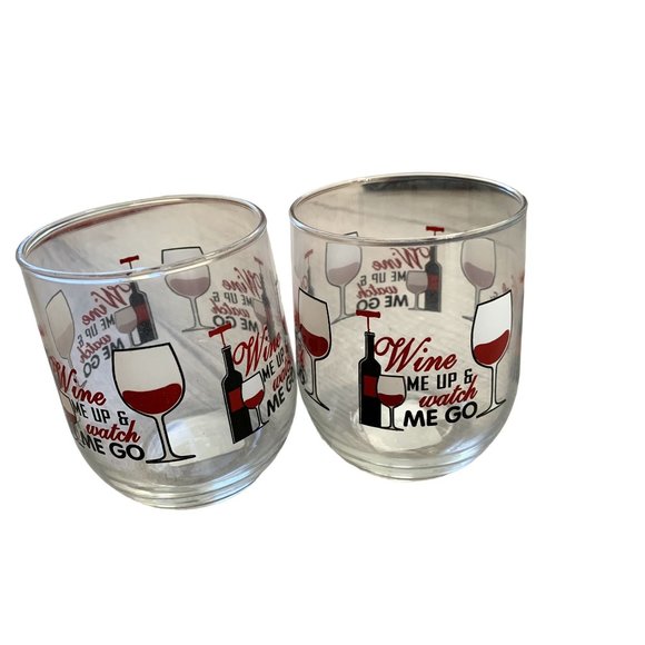 New Wine Glasses Set of 2 New 16.8 oz Wine Me Up and Watch me go - Picture 1 of 5